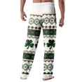 thumbnail image 3 of Domuza Mens St Patricks Day Pajamas Pants Shamrock Printed Stretch Waist Drawstring Pj Pants Soft Loose Fit Lounge Sleep Pants with Pockets Green S, 3 of 5