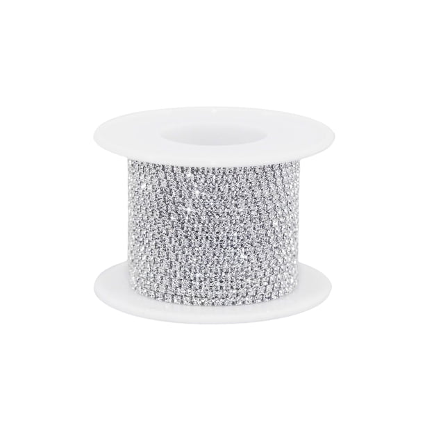Guardurnaity Cadena de eslabones de diamantes de imitación, joyería artesanal, collares, cadenas de copa, recorte brillante colorido, suministros de Accesorios de disfraces Blanco plateado Guardurnaity AP012345-04