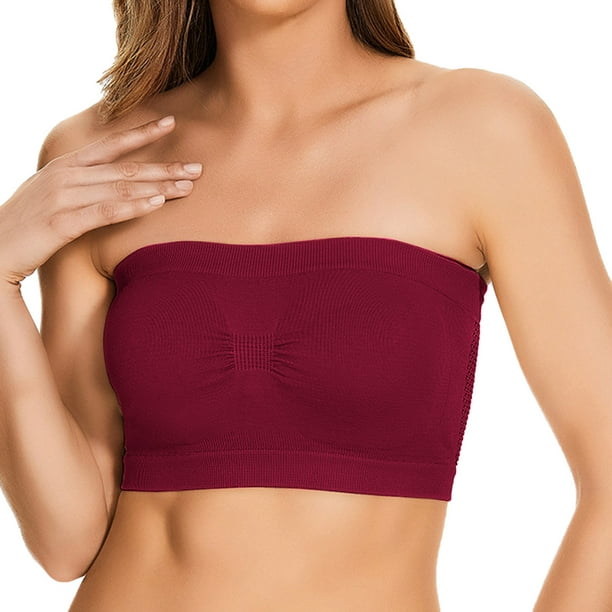 Women's Strapless Tube Bra Top Seamless Stretch Bandeau Fits Fitness Non  Padded