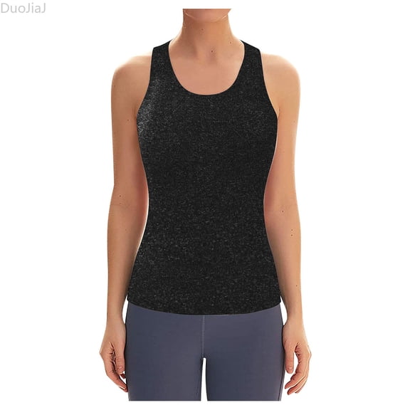 DuoJiaJ Women's Racerbacks Workout Yoga Tank Tops Sleeveless Women Activewear Tops Women Vest Black XXL