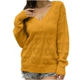 thumbnail image 1 of Pulls pour Femmes Col en V Cœur Imprimé Manches Longues Tricoté chandail-Over Automne Haut Dames Décontracté Blouses Amples, 1 of 6