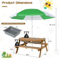 thumbnail image 2 of KOTEK Kids Picnic Table, 4 in 1 Sand and Water Table w/Detachable Tabletop, 2 Removable Play Boxes, Foldable & Height Adjustable Umbrella, Wood Sensory Table and Bench for Outdoors, Indoors (Natural), 2 of 9