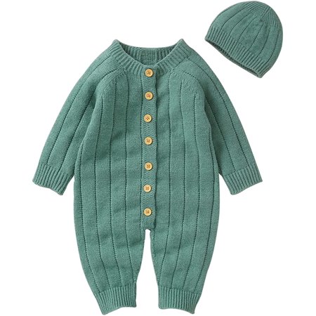 

QWZNDZGR Baby Sweater Cable Knitted Baby Outfits Snowsuit Sweater Knit Crochet Jumpsuit Cute Winter Holiday Outfits