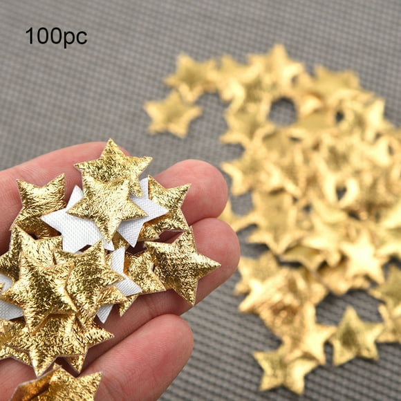 Home Star 2cm Gold Confetti 100pc Christmas Five-pointed Silver Decoration Cloth Christmas Frosted Garland Chandelier Ornament Small Unlit Christmas Garland 100ft Clear Beads