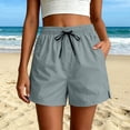 thumbnail image 2 of Jean Shorts Womens Quick Dry Shorts for Womens Summer Cooling Lightweight Shorts Elastic Waist Fitness Sports Bottoms Gray M, 2 of 7