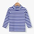 thumbnail image 3 of Miluxas Girl's Lightweight Cotton Sweatshirt Striped Long Sleeve Casual Pullover Turtleneck Shirts Tops Blue 5-6Years, 3 of 4