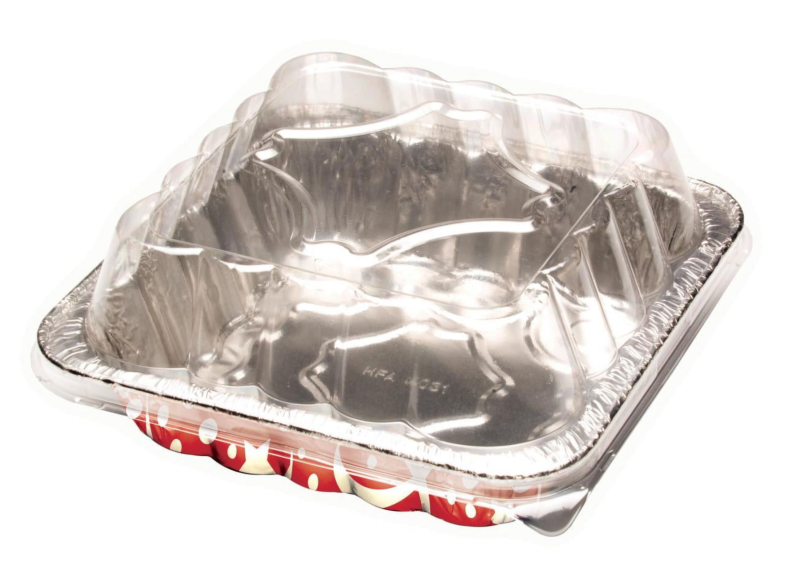 (3 pack) Handi-Foil 8" Square Aluminum Red Pan with Lids, 3 Count