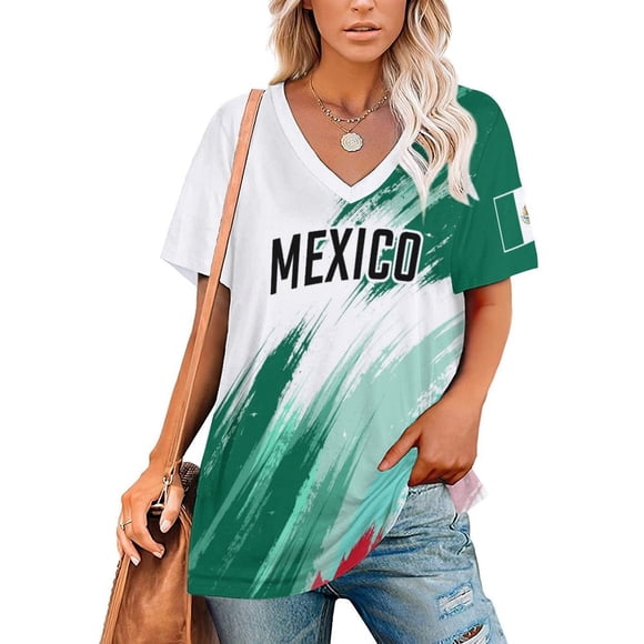 Women Custom Mexico Soccer Jersey Shirt Casual Style Jersey with Your Name Number