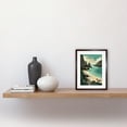 thumbnail image 2 of Porthcurno Beach Coastal Landscape Illustration Artwork Framed Wall Art Print 9X7 Inch, 2 of 5