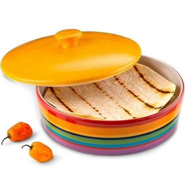 Kook Ceramic Tortilla Warmer Container Microwave Cookware for Taco Shells, Roti