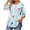 Light Blue, variant on BangWanChi 3/4 Length Sleeve Womens Tops Plus Size Women's Fashion Vintage Printed T-Shirt 3/4 Sleeves Blouse Round Neck Casual Tops