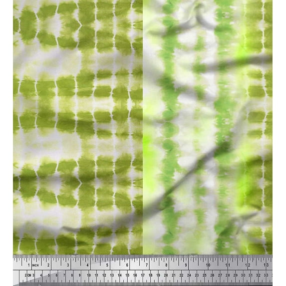 Soimoi Green Cotton Duck Fabric Animals Tie-Dye Printed Craft Fabric by The Yard 58 Inch Wide