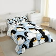 thumbnail image 3 of jejeloiu Cute Cartoon Penguin Bedding Comforter Set,Ntarctic Wild Animal Twin Comforter Sets,White Blue Black Bedding Set For Girls Boys,Microfiber Bedroom Decor Reversible,2pcs, 3 of 8