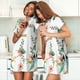 thumbnail image 4 of Fotbe Pretty Floral With Leaves Bata de Dormir para Mujer con Estampado, Camisón de Algodón de Manga Corta, Ropa de Dormir Casual, 4 of 6