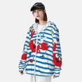 thumbnail image 3 of Kdxio Red Funny Crab on Blue Stripe Print Women Men Sun Protection UPF 50+ Jackets Zip Up Long Sleeve Hoodie Hiking Lightweight with Pockets, 3 of 7