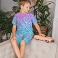 thumbnail image 4 of Fotbe Multicolor Glitter Pijama Estampada de 2 Piezas para Niños – Ropa de Dormir de Manga Corta Cómoda para Niños y Niñas, Camiseta y Shorts de Algodón-Large, 4 of 6