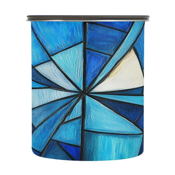 Wobogo Blue Irregular Glass Food Storage Jars 304 Food Grade Stainless Steel Canisters With Vacuum Airtight Lids for Coffee Snacks Nuts Cereal 900ML