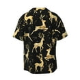 thumbnail image 2 of Vsdgher Christmas Gold Deers Print Men's Wrinkle Free Untucked Cuban Shirt Business Casual Button Down Shirts Short Sleeve Shirt, 2 of 7