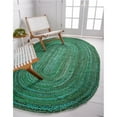 thumbnail image 1 of Unique Loom 3142683 8 x 10 ft. Braided Chindi Oval Rug, Green, 1 of 1