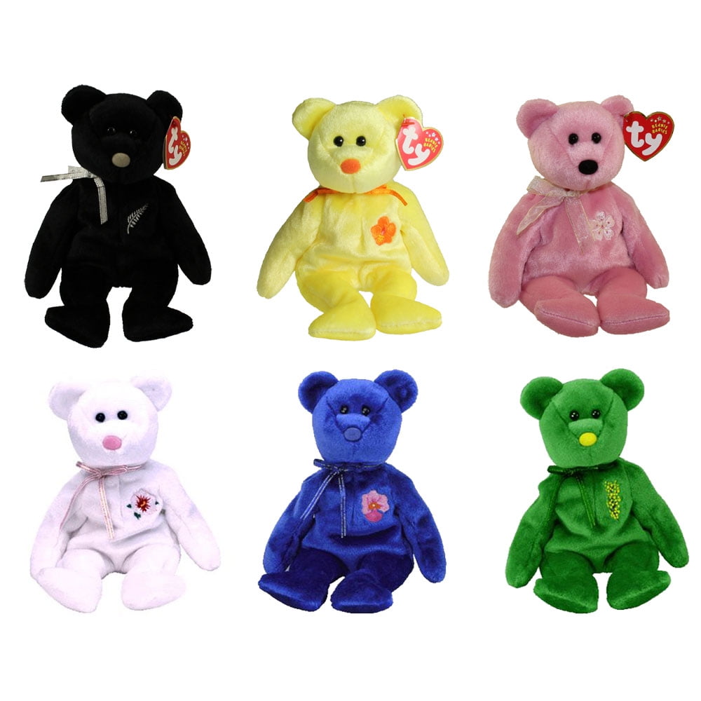 TY Beanie Babies ASIA PACIFIC 2002 Exclusive Bears (Set of 6 Ferny