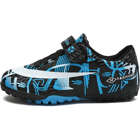 KAQ Children's Youth Soccer Shoes Lawn Soccer Shoes School Performance Futsal Sneakers Boys and Girls Firm Ground Soccer Shoes Cleats Professional Sports Outdoor (Little Children/Big Kids)