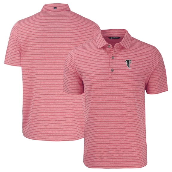 Men's Cutter & Buck  Heather Red Atlanta Falcons Throwback Forge Eco Heather Stripe Stretch Recycled Polo