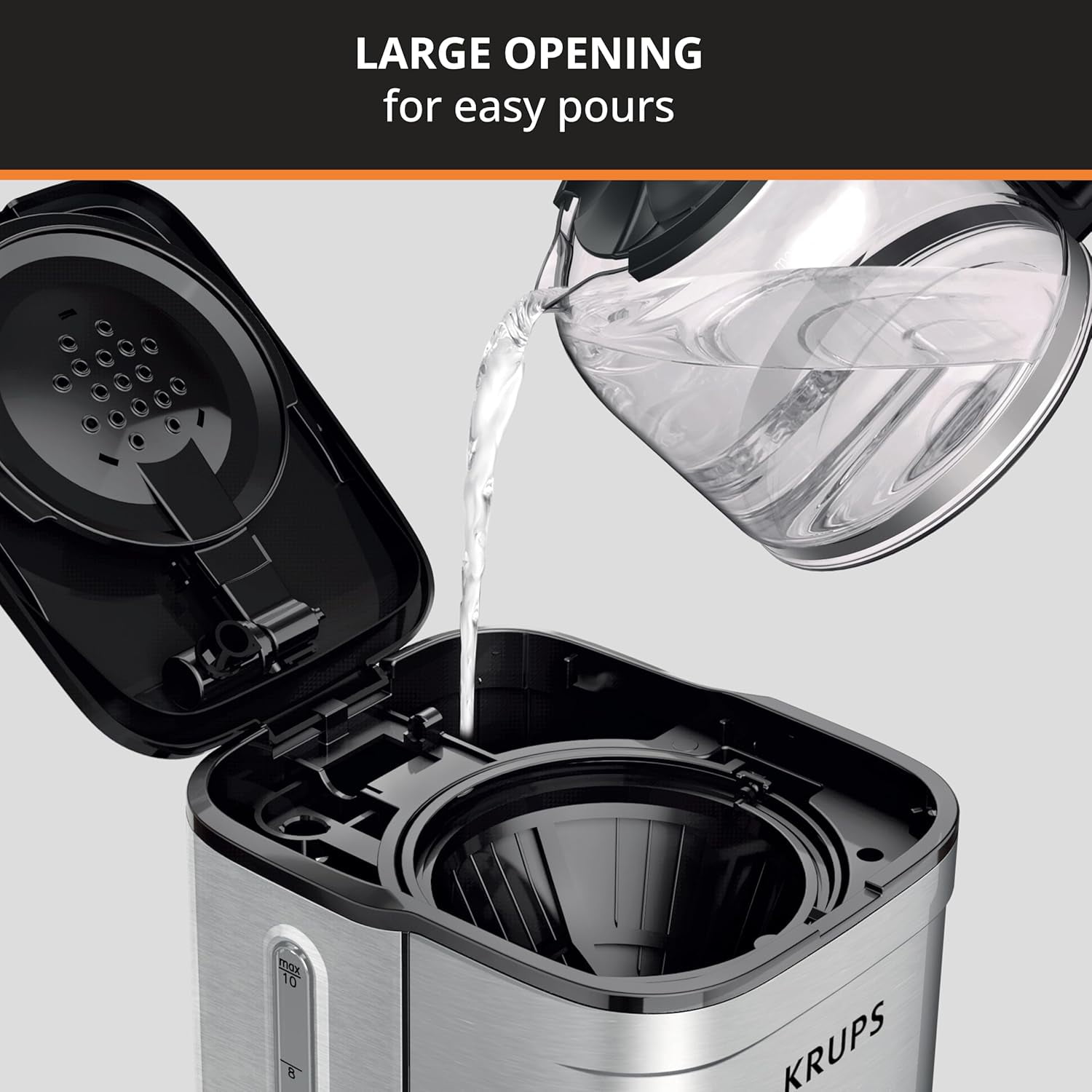 Coffee Maker 10 Cups Simply Brew Stainless Steel Drip Coffee Maker, 900 Watts Coffee Filter, Drip Free, Dishwasher Safe Pot , Black & Silver