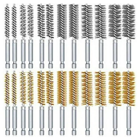 

IMSHIE Wire Brush Bore Brush Set Stainless Steel Bore Brushes with Hex Shank Twisted Wire Bore Brushes with Different Bristle Lengths for Tubes Ports Bearings Cleaning 12/24PCS appealing