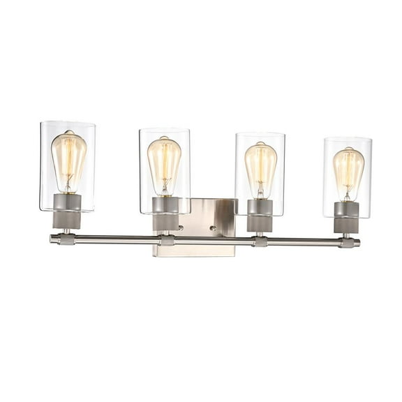 CHLOE Mercy Contemporary 4 Light Brushed Nickel Bath Vanity Fixture 27" Width