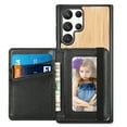 thumbnail image 5 of Mantto Case for Samsung Galaxy S22 Ultra 6.8 inch 5G, Wooden Texture Kickstand Holder Lightweight Magnetic Credit Card Photo Slot Back Phone Case Cover for Samsung Galaxy S22 Ultra 6.8 inch, Bamboo, 5 of 9