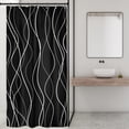 thumbnail image 3 of Small Stall Black and White Striped Shower Curtain Single Single Half RV Narrow Abstract Modern Simple Minimalist Neutral 36Wx72H Inch Fabric Decor Bathroom Polyester Waterproof 7 Pack Hooks, 3 of 5