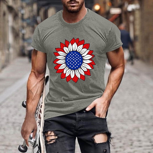 Tops para hombre, blusas y camisas de manga corta con cuello redondo para hombre, jersey informal de moda con estampado para hombre, camiseta de manga corta con cuello redondo, blusa de poliéster para