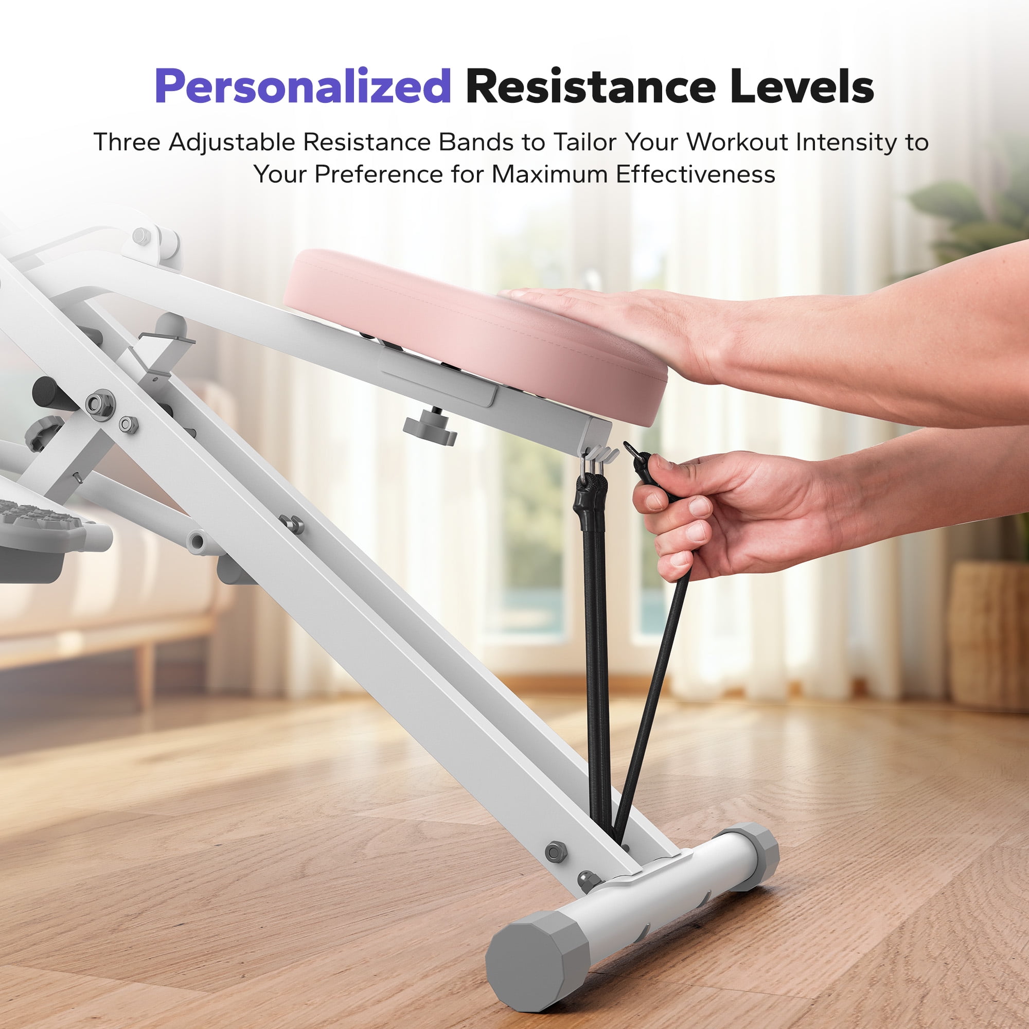 MERACH Squat Assist Trainer Foldable Squat Rider Machine for Glutes and Quads with 3 Tension Bands