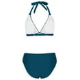 thumbnail image 6 of QUNYINEY Two Piece Swimsuit for Women Blue Bikini Bathing Suit High Waisted Triangle Swimsuit Sets, 6 of 7