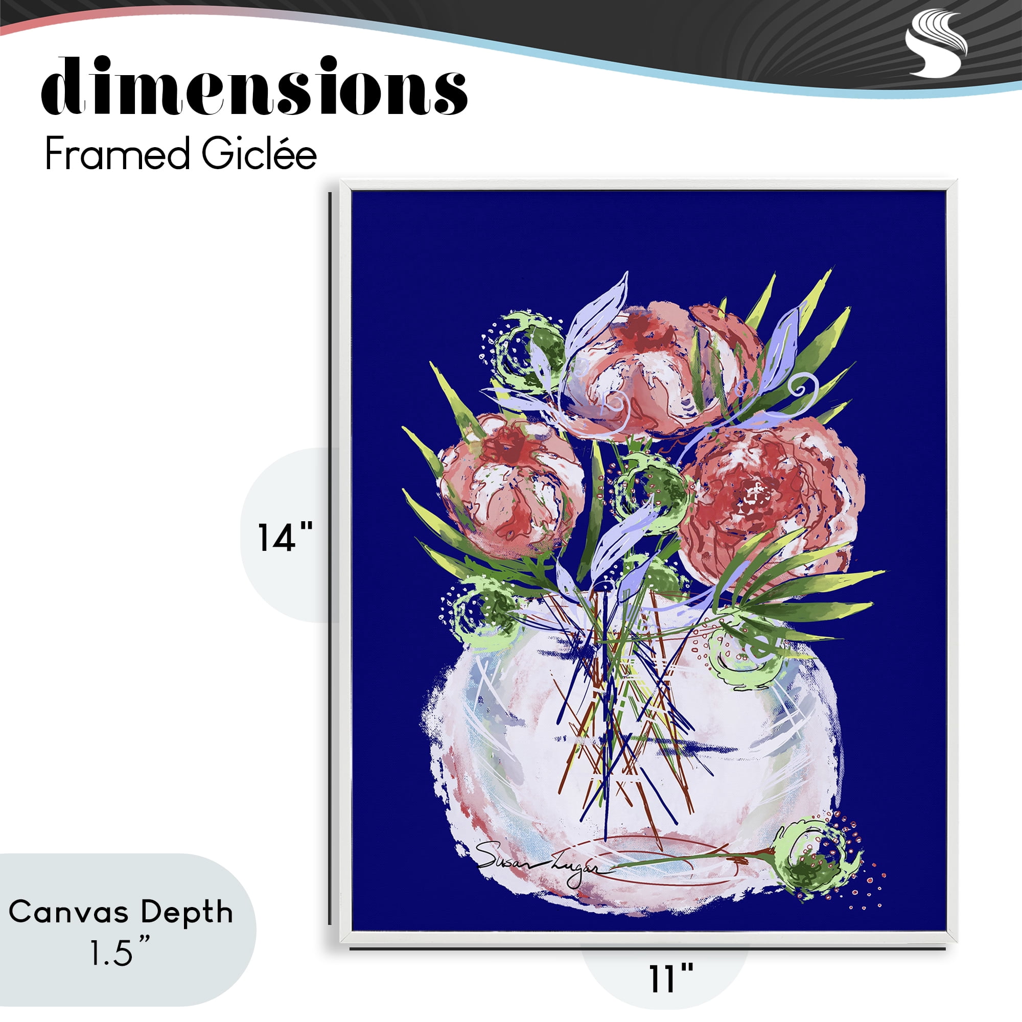 Stupell Industries Florals In Milk Glass White Framed Giclee Art, design by Susan Lugar
