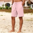 thumbnail image 6 of LTTVQM Men's Cotton Linen Shorts Casual Elastic Waist Drawstring 2026 Summer Beach Vacation Shorts with Pockets Pink S, 6 of 7