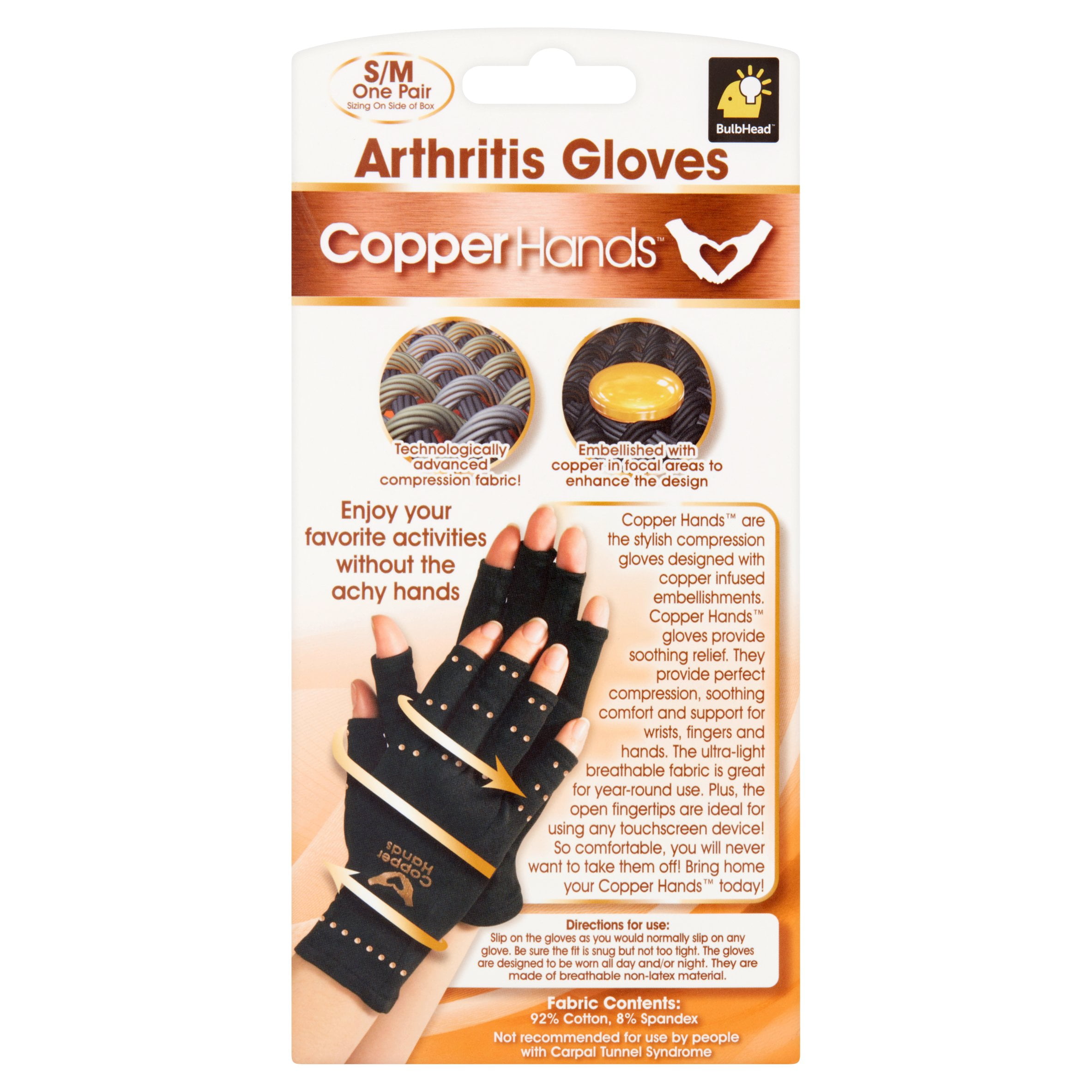 Copper Hands Compression Gloves S M Walmartcom