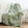 thumbnail image 2 of MARNUR Heated Blanket Electric Throw 50" x 60", Soft Faux Fur & Shu Velvet Heated Throw Blanket, 6 Heating Levels, 4 Hours Timer, Tie-Dye Off Green, 2 of 9