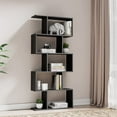 thumbnail image 5 of Cozy Castle Geometric Bookshelf Set of 2, 62" Tall Bookcase with 5-Tier Display Shelf, Black, 5 of 7