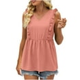 thumbnail image 2 of Idoravan Tank Tops for Women Clearance Women Fashion Leisure Solid Sleeveless V-Neck Tank Tops, 2 of 9