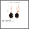 thumbnail image 5 of Gem Stone King 18K Rose Gold Plated Silver Black Sapphire Leverback Dangle Earrings for Women (5.00 Cttw, Gemstone September Birthstone, Oval 9X7MM), 5 of 5