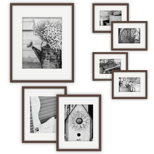 Gallery Perfect 7 Piece Walnut Photo Frame Gallery Wall Kit with ...