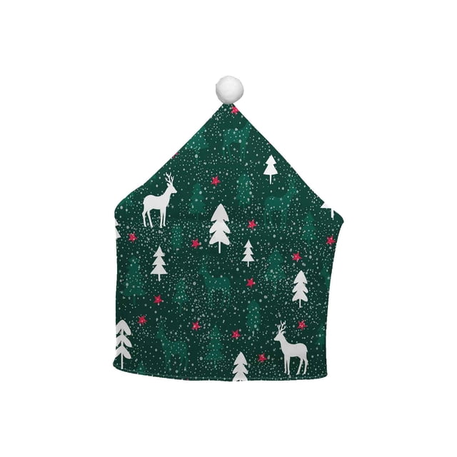 Cubiertas de la Silla de Navidad Cubierta de Respaldo Corto Decorativo 65x50cm, Poliéster de la Serie Santa Claus para el Comedor Cubiertas de la Silla Del Banquete Del Hotel para el Comedor Conjunto