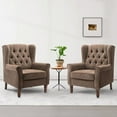 thumbnail image 1 of MALOL Modern Wingback Accent Chair set of 2, Tufted Mid-Century Armchair with Thick Padded Seat, Brown, 1 of 8