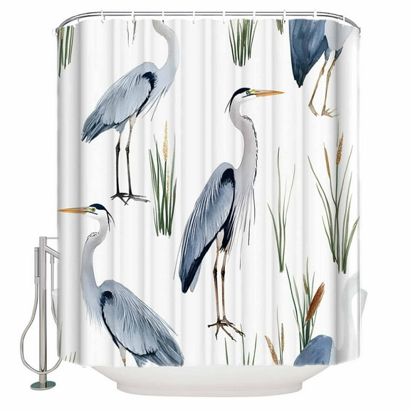Small Stall Shower Curtain 48x72 Inch Narrow Half Size Watercolor Birds Bath Curtains Bathroom Decor Tropical Animal Green Grass Waterproof Fabric Shower Curtain Set with Hooks 48 Inch