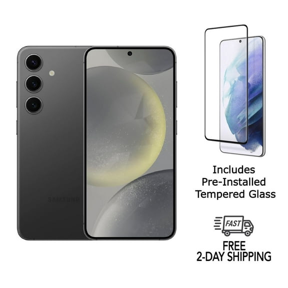 Restored Samsung Galaxy S24 5G S921U (Fully Unlocked) 128GB Onyx Black w/ Pre-Installed Tempered Glass (Refurbished)