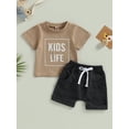 thumbnail image 2 of Bagilaanoe 2pcs Toddler Baby Boys Short Pants Set Short Sleeve Letter Print T-shirt Tops + Shorts 6M 12M 18M 24M 3T Kids Casual Summer Outfits, 2 of 9