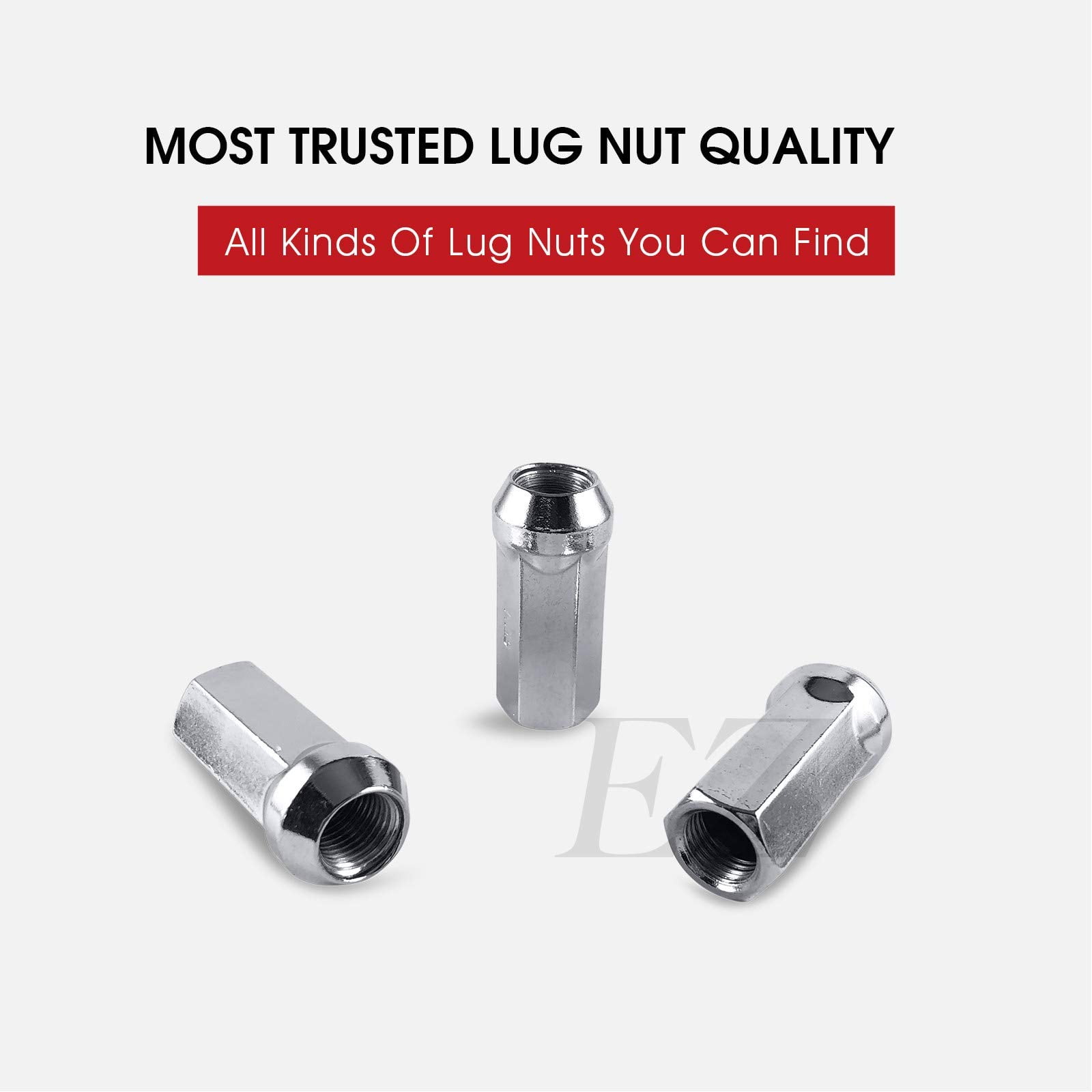 EZAccessory 20 Long Open End Bulge Acorn Lug Nuts 9/16" Thread 3/4" Long 1.9" Chrome
