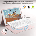 thumbnail image 6 of ZKTUYU Keyboard Case for iPad 9th Generation 2021/8th Gen 2020/7th Gen 2019 10.2 Inch, Stand Folio Keyboard Cover with Pencil Holder, Magnetically Detachable Wireless Bluetooth Keyboard, Pink, 6 of 9