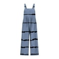 thumbnail image 5 of Gaecuw Jumpsuits for Women Casual Sleeveless Cold Shoulder Overall with Pockets Square Neck Band Collar Striped Printed Onesie One Piece Outfits Casual Long Pants Wide Leg Summer Romper Ankle Length, 5 of 6